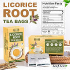 LeafLea 40 Premium Licorice Root Tea Bags, 100% Pure Licorice Spice Tea, Herbal Infusion to Digestive Comfort & Promote Respiratory Health, Te De Regaliz, Caffeine-Free, Sugar-Free, Soothing Flavor