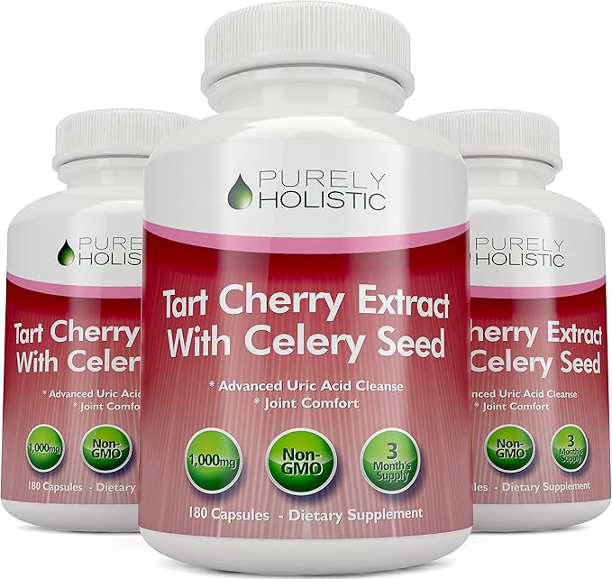 Tart Cherry Extract Capsules 1,000mg - 180 Capsules, 3 Month Supply - Blend with Tart Cherry and Celery Seed Powder