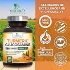 Turmeric Curcumin Supplement - 95% Curcuminoids with Glucosamine, Ginger & MSM, BioPerine Black Pepper Extract for Best Absorption, Natural Vegan Joint Support, Non-GMO, Bottled in USA - 180 Capsules