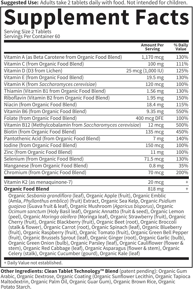 Garden of Life Organics Whole Food Multivitamin for Men, 120 Tablets, Vegan Mens Vitamins and Minerals for Health and Well-Being, Certified Organic Vegan Multi