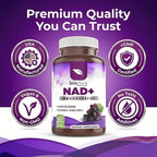 Resveratrol NAD+ 1400mg | Trans-Resveratrol Antioxidant NAD Supplement with NAD | Support Cellular Health, Energy & Anti Aging (60 Capsules)