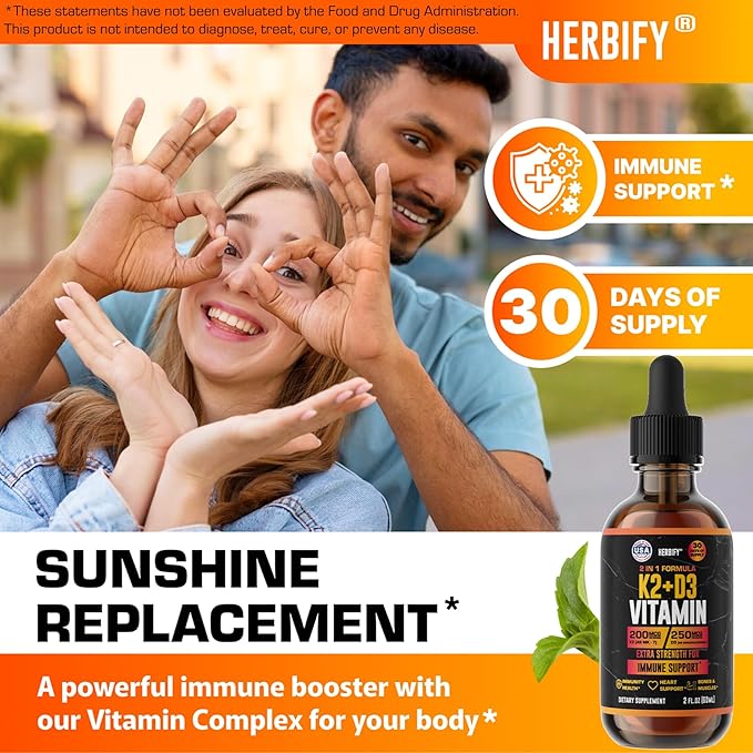 Vitamin D3 K2 Drops – Liquid Vitamins for Women, Men & Teen - Bone Strength Supplements - D3 K2 Mt Vitamins for Immune Support & Heart Health - Vitamin D3 10000 Iu Liquid K2 Drops – 2 oz