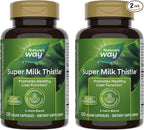 Nature's Way Super Milk Thistle, Promotes Healthy Liver Function*, with Artichoke Leaf, Dandelion Root & Licorice Root Extracts, Gluten Free, 120 Capsules (Packaging May Vary) - 2 Pack