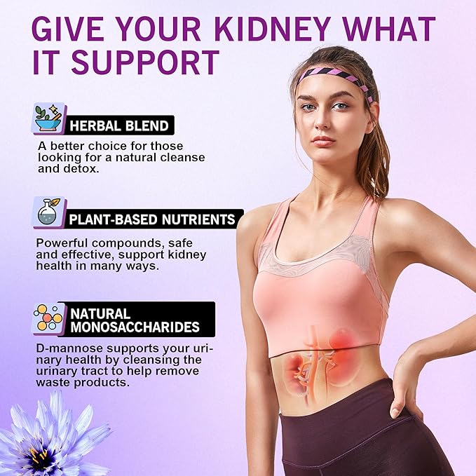 D mannose Gummies for Women, Kidney Cleanse Detox & Repair Gummies – Urinary Health & Kidney Stone* Support, Chewable D-mannose with Astragalus, Dandelion, Milk Thistle – Vegan, Sugar-Free, 60 cts