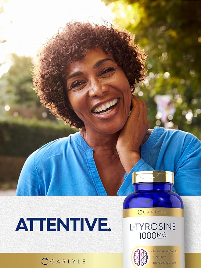 Carlyle L Tyrosine Capsules 1000mg | 300 Count | Therapeutic Grade | for Men and Women | Non-GMO & Gluten Free Supplement