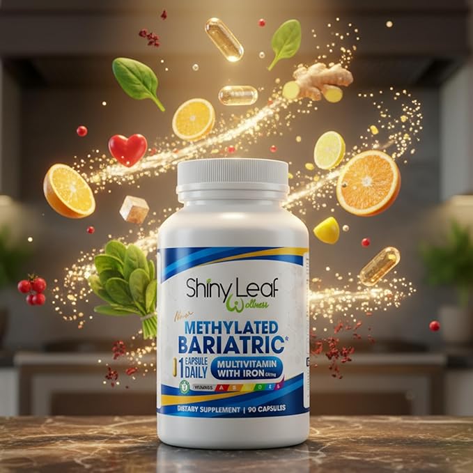 Shiny Leaf Methylated Bariatric Multivitamin with Iron 45mg – Once Daily Capsule, Made in USA, ASMBS Compliant Bariatric Vitamins for Gastric Bypass & Gastric Sleeve, for Men & Women – (90 Count)