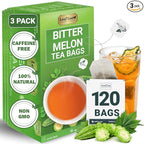 LeafLea 120 Bitter Melon Tea Bags, 100% Pure Bitter Melon Fruit. Supports Wellness and Digestion | Caffeine-Free, Sugar-Free, Vegan, Pack of 3