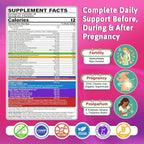 Prenatal Vitamin for Womem, 37-In-1 Multivitamin Gummies w/Omega-3 DHA, Methylfolate, Choline, Iron, Vitamin B12 B6 D3 C, Postnatal Vitamins Support Mom & Baby | Before, During & After Pregnancy, 60Ct