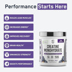 SteelFit Creapure Pure Creatine Monohydrate Powder for Men & Women, Grape - Flavored Creatine Gym Workout Supplements for Lean Muscle Gain, Brain Health & Strength Building - 30 Servings