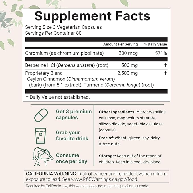Micro Ingredients Berberine 500mg with Ceylon Cinnamon, 240 Veggie Capsules | High Absorption Berberine HCI Supplement + Turmeric Root & Cinnamon Bark Extract | Non-GMO, Gluten Free
