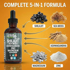 Shilajit Liquid Drops with Sea Moss, Ashwagandha, Zinc, Magnesium, Liquid Vitamins for Women and Men - Terra Mineral by Clean Nutra - 2Pack