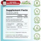 Why Not Natural Vitamin B12 5000 mcg Supplement with Methylcobalamin, Adenosylcobalamin and Hydroxy B12 Complex with Methylfolate 1000 mcg, L-5-MTHF, Made with Organic Spirulina