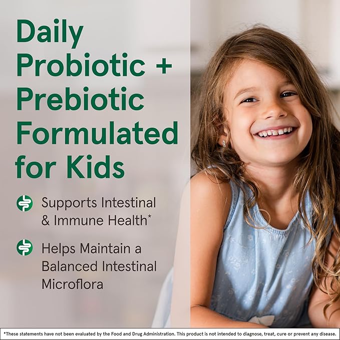 Jarrow Formulas® Jarro-Dophilus® Kids Probiotics and Prebiotics, 1 Billion CFU, Supplement for Intestinal and Immune Health Support, 60 Sugar-Free Raspberry-Flavored Chewable Tablets, 30 Day Supply