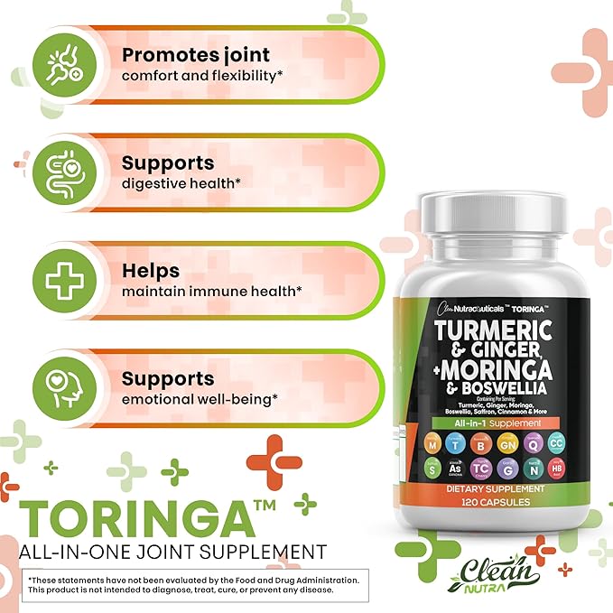 Turmeric Moringa Supplement | Ginger Boswellia Saffron - Supplement for Women and Men with Ceylon Cinnamon, Tart Cherry, Quercetin Garlic Nettle Holy Basil - 3Pack