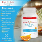 Extra Strength Methyl B-12 & Methyl Folate – 60 Chewable Tablets, Orange Citrus Flavor – High Potency Bioactive B-12 Vitamin & B9 Folate Supplement for Energy, Brain, Heart & Nerve Support