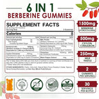 Berberine Gummies Supplement 1500mg, Natural GLP-1 Support + Ceylon Cinnamon, Chromium, Milk Thistle, Turmeric, AMPK Activator for Women & Men, Berberine HCl from Indian Barberry, Sugar Free, 60 Count