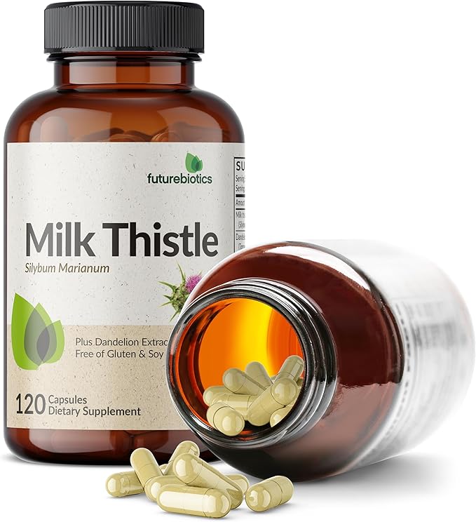 Futurebiotics Milk Thistle Silymarin Marianum & Dandelion Extract Liver Health Support, Antioxidant Support, Detox, 120 Capsules