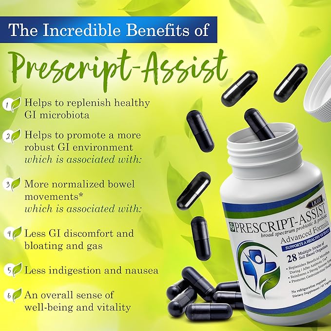 Prescript-Assist Light - 28 Strains Soil Microflora Probiotic and Prebiotic for Children & Adults with Advanced Formula - Soil Based Probiotics for Gut Health - No Refrigeration Needed, 60 Caps