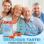 Vegan Lutein and Zeaxanthin Supplements, Lutein for Eyes with Zeaxanthin & Vitamin A, Lutein Gummies for Dry Eye Relief & Clear Vision, Eye Vitamins for Seniors & Kid, 60 Count, Orange Flavor