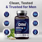 DIM for Men 350mg High Potency with BioPerine® & Broccoli Extract – 455mg Total Complex for Estrogen Balance & Hormone Optimization, Advanced DIM Supplement for Men, Clean Absorption Formula, 60 Caps