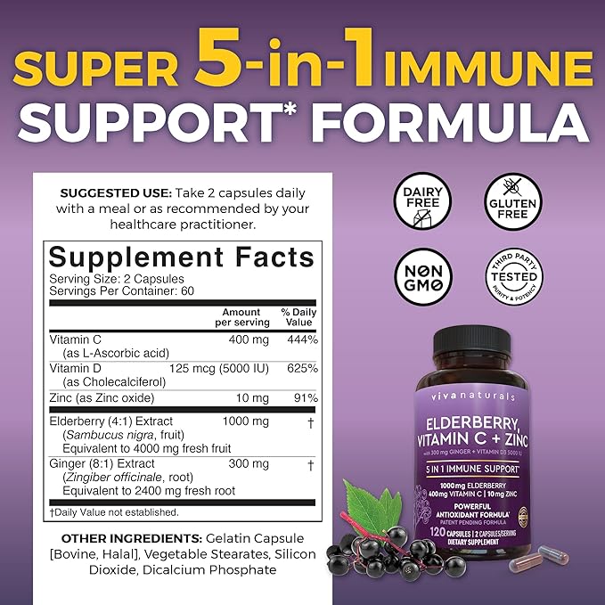 1250 mg Antarctic Krill Oil, Elderberry Vitamin C & Zinc and 2,500 mg Triple-Strength Omega 3 Fish Oil Bundle,Providing Omega 3 EPA and DHA, Elderberry for Immune Support