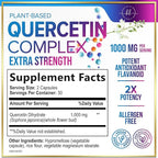 Quercetin Dihydrate 1000mg per Serving - Premium Plant-Based Bioflavonoids - Extra Strength Antioxidant Immune & Respiratory Health Support - High Absorption Quercetin Dihydrate - 60 Veggie Capsules