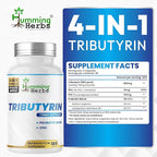 Humming Herbs Tributyrin Complex — 850 mg per Serving (95% Pure, yielding 731 mg Butyrate) with L-Glutamine, Zinc L-Carnosine, FOS & Probiotic Blend (180)