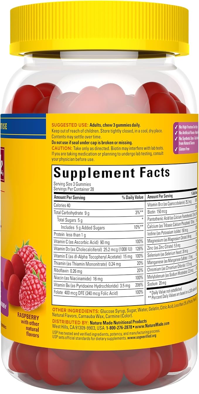 Nature Made Advanced Multivitamin Gummies 50 + for Her, Womens Multivitamins Gummies with Magnesium Citrate, Vitamin D3, Zinc, Calcium and All 8 B Vitamins, 28 Day Supply, 84 Count (Pack of 2)