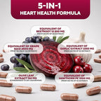 Beet Root Capsules - USA Made Beetroot Supplement for Normal Circulation, Nitric Oxide & Heart Support - 5-in-1 Beets with Grape Seed, Garlic Extract, Hawthorn Berry, Olive Leaf - 90 Vegan Caps