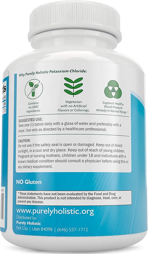 Potassium Chloride Supplement | 1 Year Supply | Heart & Circulatory Health Support | With Potassium 99mg Per Serving for Electrolyte & Fluid Balance Support | Gentle on Digestion | Non-GMO | 365 Ct