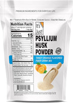 It's Just! - Psyllium Husk Powder, Easy Mixing Dietary Fiber, Cleanse Your Digestive System, Finely Ground Powder, Ideal for Keto Baking, Non-GMO (Tangy Orange, 10oz (Pack of 1))
