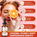 1 Packs Liposomal Vitamin C 2000mg Liquid Drop, High Absorption VC Complex Rose Hips with Echinacea, Citrus Bioflavonoids, Zinc, Vitamin D3 for Immune System & Antioxidant,2 FL Oz