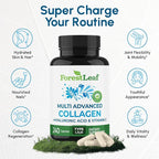 ForestLeaf Multi Collagen Pills - Collagen Men & Collagen Women - Hydrolyzed Collagen Supplements with Vitamin C & Hyaluronic Acid - Collagen Capsules for Hair, Skin & Nails (240 Peptide Capsules)