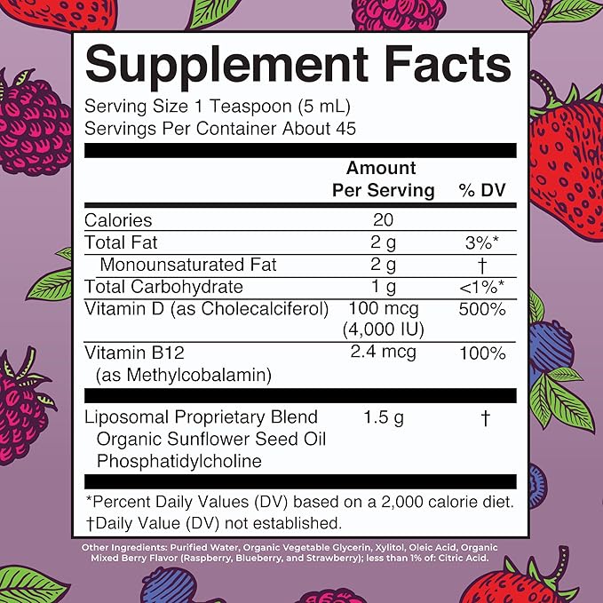 MaryRuth Organics Megadose Vitamin D3 Liposomal | Vitamin D 4000 IU | Ultra Absorption | Immune Support for Adults | Bone Health | VIT D3 | Vegan | Sugar Free | Gluten Free | Non-GMO | 45 Servings