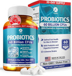 1 Body 60 Billion Probiotics for Men & Women, Gut Health for Men & Women with Prebiotics, Digestive Enzymes, Zinc & L-Glutamin, Non-GMO, 60 Vegan Digestive Probiotic Capsules