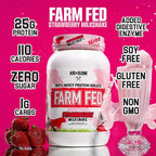Axe & Sledge Farm Fed 100% Whey Protein Isolate | 25g Protein | Low Carb, Low Sugar, Gluten Free | Protein Powder for Men and Women | Keto | Made in the USA | 28 Servings, Strawberry Milkshake