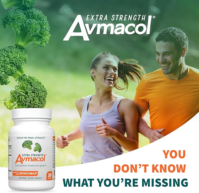 Nutramax Laboratories Avmacol Extra Strength #1 Researched Sulforaphane-Producing Brand for Detoxification with Glucoraphanin and Active Myrosinase, Immune Health, Adults & Children, 30 Tablets