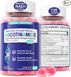 2 Pack - Nicotinamide 500mg Gummies, NAD+ Supplement for Women & Men w/ Collagen Peptides, (Flush Free Niacin) Vitamin B3 Niacinamide for Anti-Aging, NAD+ Levels, Longevity, Focus & Brain, Sugar Free