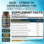 240 Capsules - 8 Month Supply - 7in1 with Fenugreek, Maca, Turmeric, Rhodiola, Ginger, and Black Pepper - Mood, Strength, Spirit and Energy Support Supplement