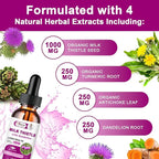 Liver Health Support Liquid 2 Pack,600mg Milk Thistle 80% Silymarin Extract & 250mg Dandelion Root Extract, Liver Cleanse Detox & Repair Fatty Liver Formula, Vegan, Non-GMO and All-Natural