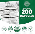 Organic Gelatinized Black Maca – 3X Stronger 200 Capsules for Men & Women, Natural Energy Supplement for Focus, Performance, Stamina & Endurance, Mood Enhancement and Stability, Mental Clarity 1000mg