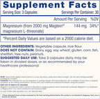 Magnesium L-Threonate Supplement (Magtein), 90 Capsules | Clinically Supported for Brain Health | Optimize Learning, Memory & Focus | 3rd Party Tested (3 Pack)