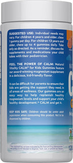 Natural Vitality Calm, Magnesium Citrate Kids Supplement, Stress Relief Gummies, Supports a Healthy Response to Stress, Gluten Free, Vegan, Sweet Citrus, 120 Gummies