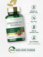 Carlyle Berberine HCL Supplement | 500,000mcg | 60 Capsules | Vegetarian, Non-GMO, Gluten Free