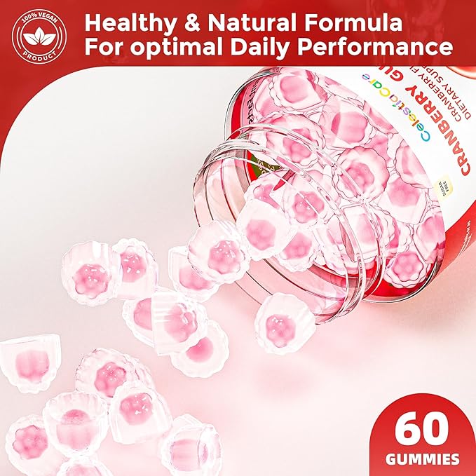 Cranberry Gummies with Probiotics & D-Mannose for Women & Men – Bladder & Urinary Tract Health, Digestive & Immune Support, Sugar Free, Vegan, Non-GMO, 60 Count