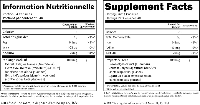 Fucoidan Powered with AHCC® Brown Seaweed Immunity Supplement with High Purity Mekabu Mozuku Agaricus 10 Bottles + Free 1 Bottle - 1760 Vegetable Capsules