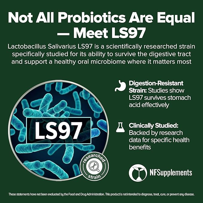 Lactobacillus Salivarius Probiotic 240 Tablets (4 Month Supply) – Researched Strain LS97 – 3 Billion CFU – Digestive & Oral Health Support – GMP Certified (240, Lactobacillus Salivarius)