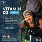FREEDA Vitamin D3-1000 IU - Pure High Potency Kosher Supplement Tablets - Bone and Muscle Health, Calcium Absorption, Immune Support for Men and Women* - 100 Count