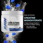RAW Nutrition Creatine Monohydrate Powder, Blue Raspberry (30 Servings) - Micronized Creatine Monohydrate Supplement for Workout Performance, Build Muscle & Strength - Creatine Powder for Men & Women