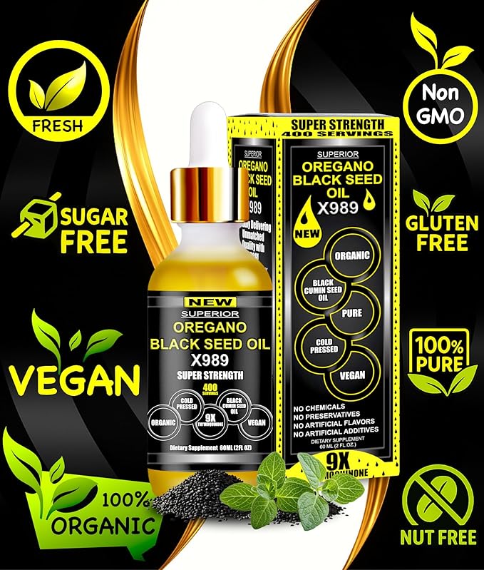 Oil of Oregano with Black Seed Oil - 400 Servings, 2 in 1 Wild Oregano Oil with Black Seed Oil Drops